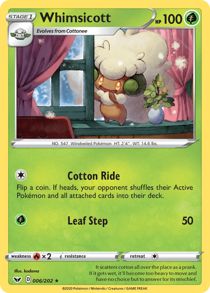 Whimsicott — SWSH01: Sword & Shield Base Set Pokémon TCG card by kodama