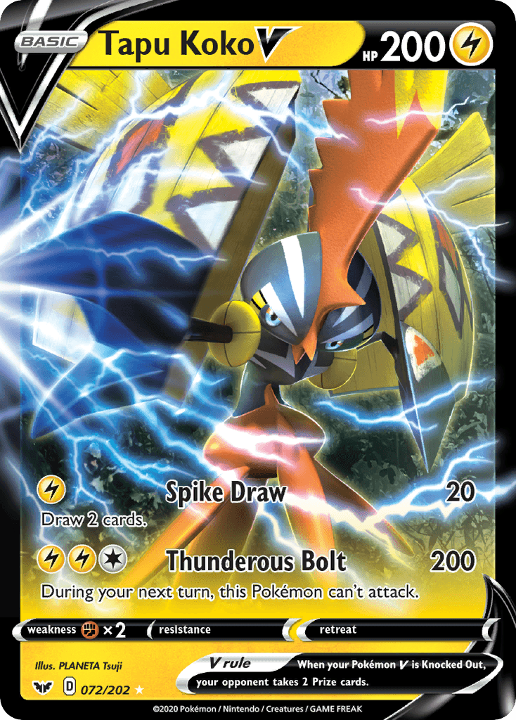 Tapu Koko V — SWSH01: Sword & Shield Base Set Pokémon TCG card by PLANETA Tsuji