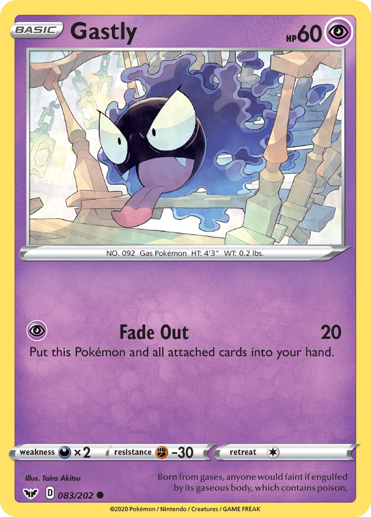 Gastly — SWSH01: Sword & Shield Base Set Pokémon TCG card by Taira Akitsu