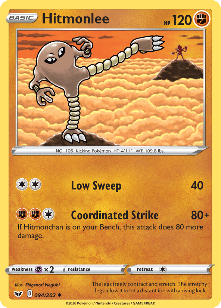 Hitmonlee — SWSH01: Sword & Shield Base Set Pokémon TCG card by Shigenori Negishi