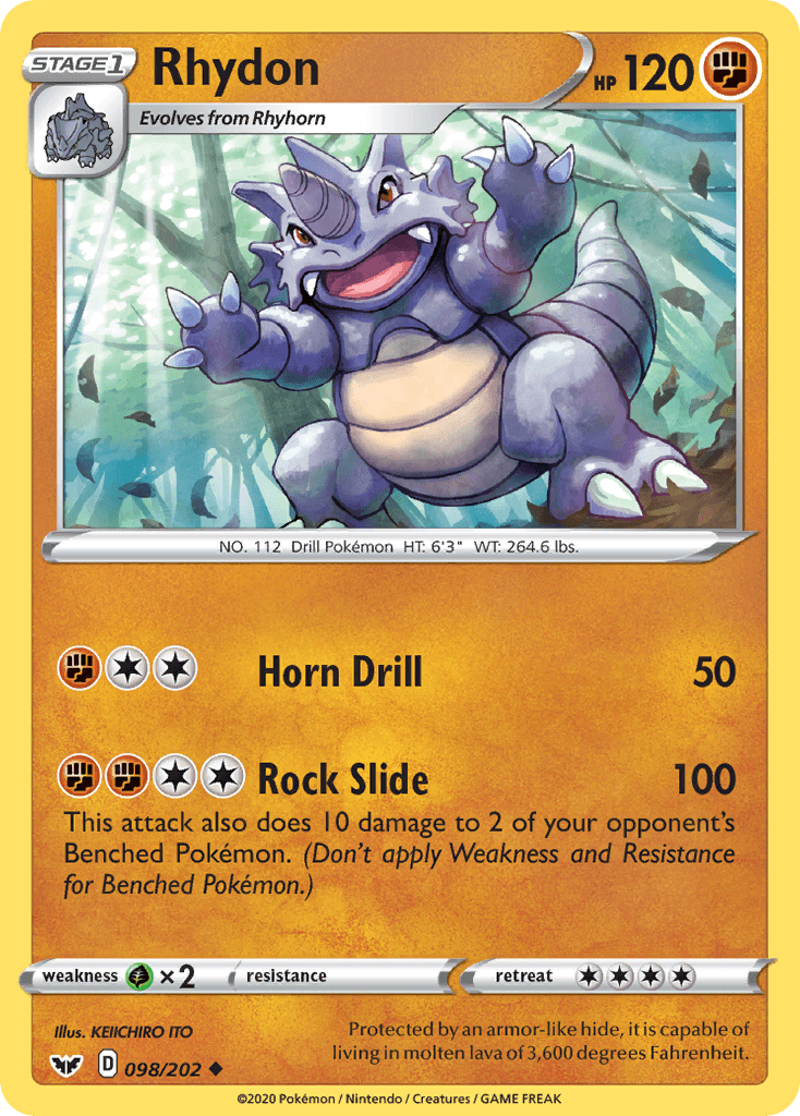 Rhydon — SWSH01: Sword & Shield Base Set Pokémon TCG card by KEIICHIRO ITO