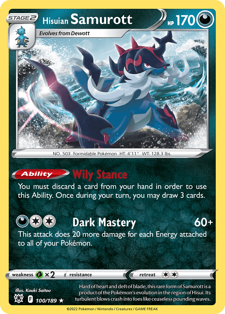 Hisuian Samurott - 100/189 — Deck Exclusives Pokémon TCG card by Kouki Saitou