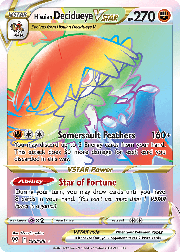 Hisuian Decidueye VSTAR — SWSH10: Astral Radiance Trainer Gallery Pokémon TCG card by 5ban Graphics