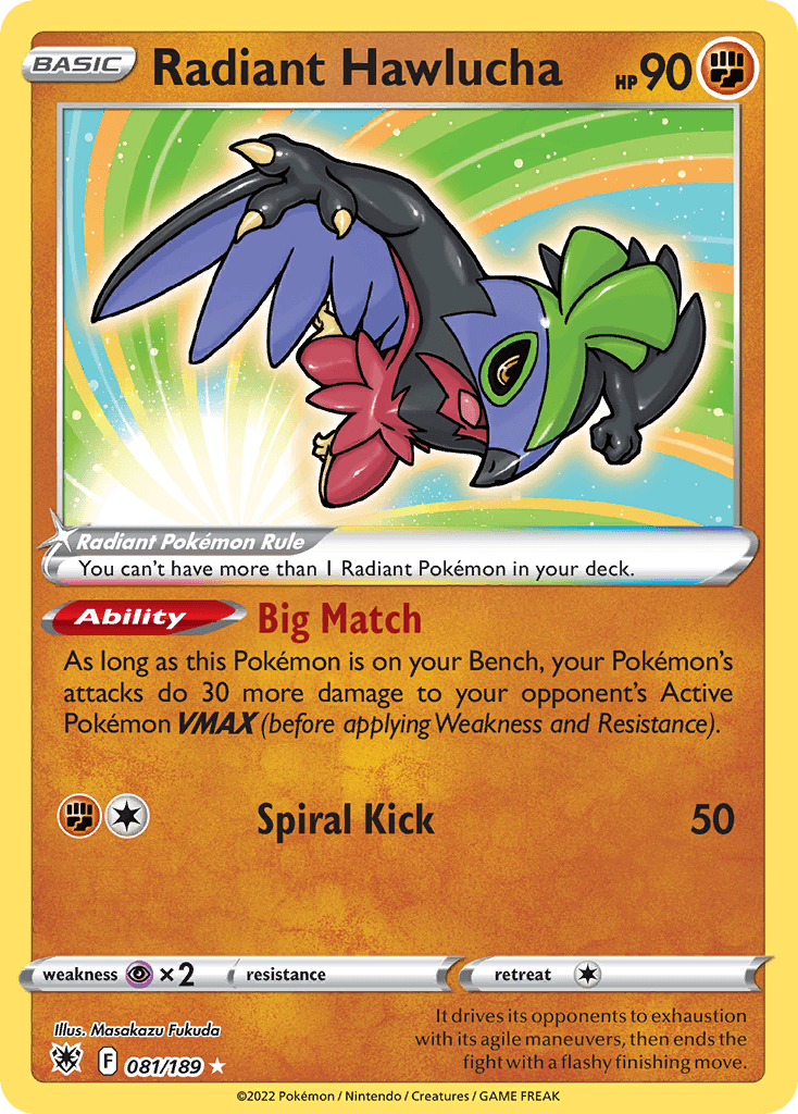 Radiant Hawlucha — Prize Pack Series Cards Pokémon TCG card by Masakazu Fukuda
