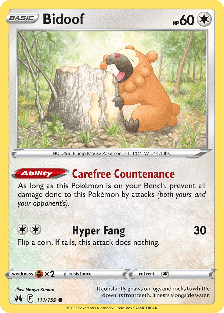 Bidoof — Crown Zenith Pokémon TCG card by Naoyo Kimura