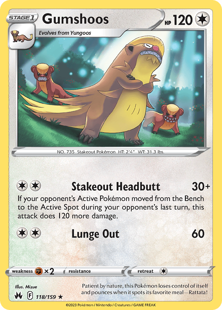 Gumshoos — Crown Zenith Pokémon TCG card by Mizue