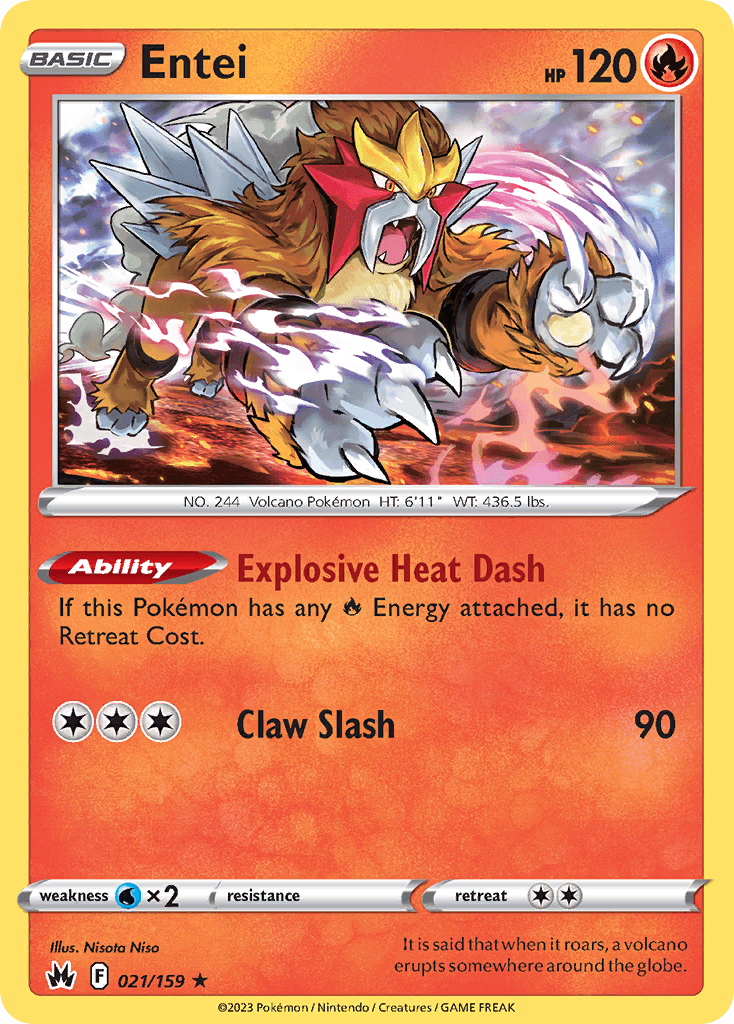 Entei — Crown Zenith Pokémon TCG card by Nisota Niso