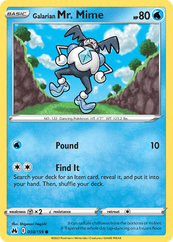 Galarian Mr. Mime — Crown Zenith Pokémon TCG card by Shigenori Negishi