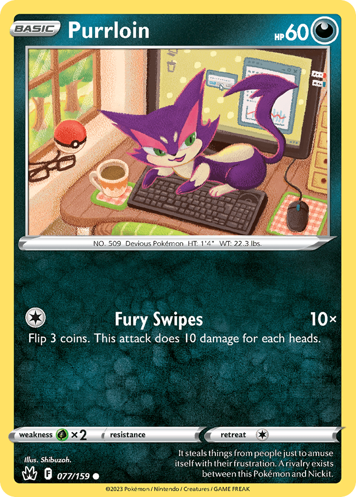 Purrloin — Crown Zenith Pokémon TCG card by Shibuzoh.