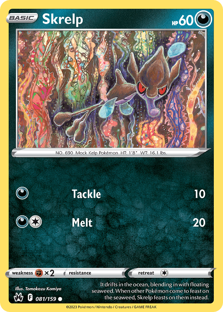 Skrelp — Crown Zenith Pokémon TCG card by Tomokazu Komiya
