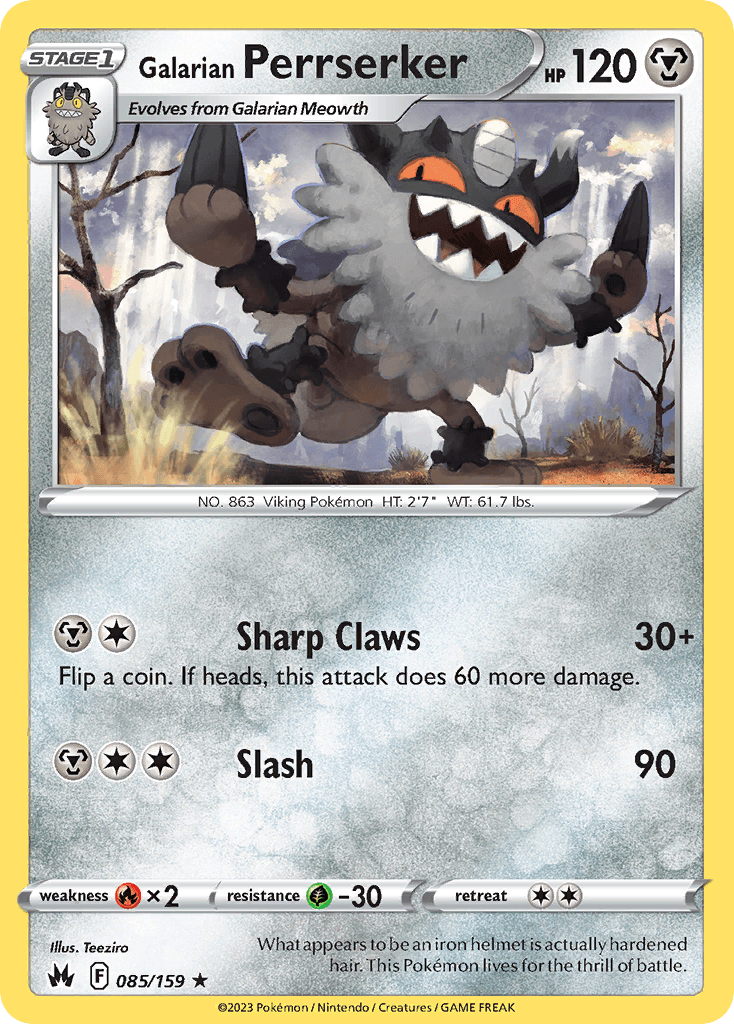 Galarian Perrserker — Crown Zenith Pokémon TCG card by Teeziro