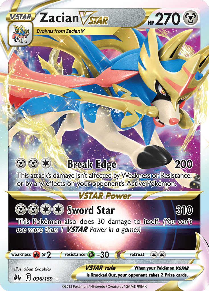 Zacian VSTAR — Crown Zenith Pokémon TCG card by 5ban Graphics