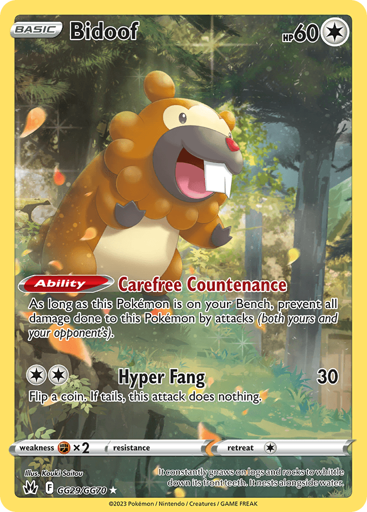 Bidoof — Crown Zenith: Galarian Gallery Pokémon TCG card by Kouki Saitou