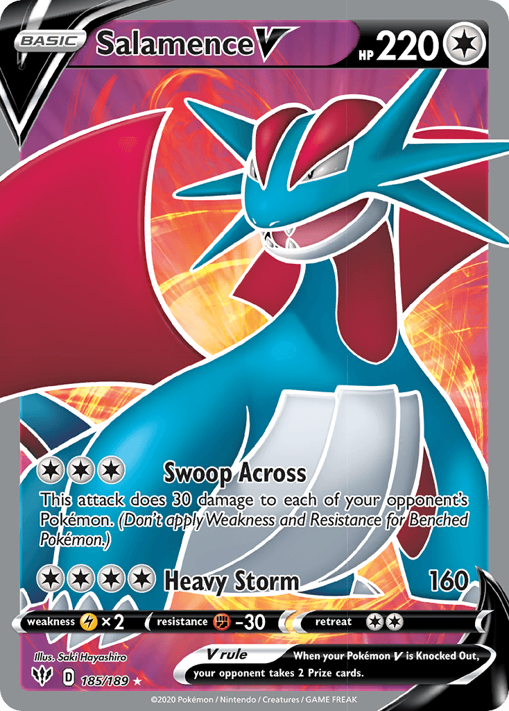 Salamence V — SWSH03: Darkness Ablaze Pokémon TCG card by Saki Hayashiro