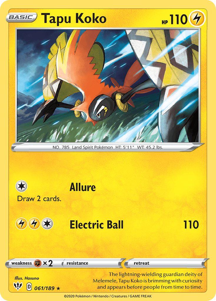 Tapu Koko - 061/189 — Deck Exclusives Pokémon TCG card by Hosuno