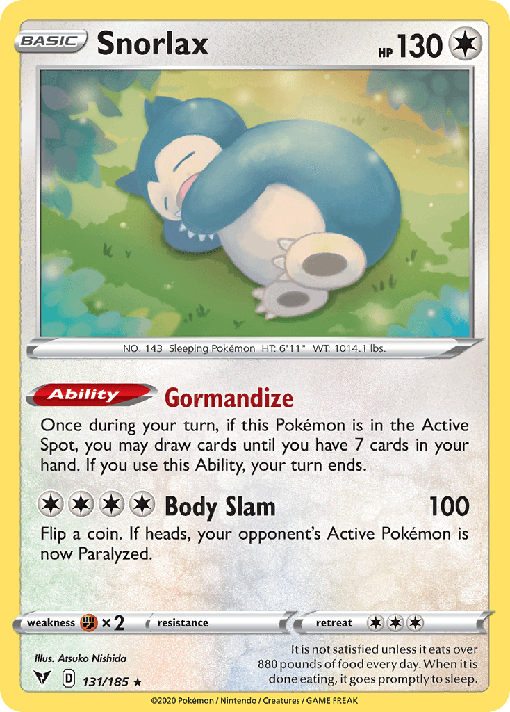Snorlax - 131/185 — Prize Pack Series Cards Pokémon TCG card by Atsuko Nishida