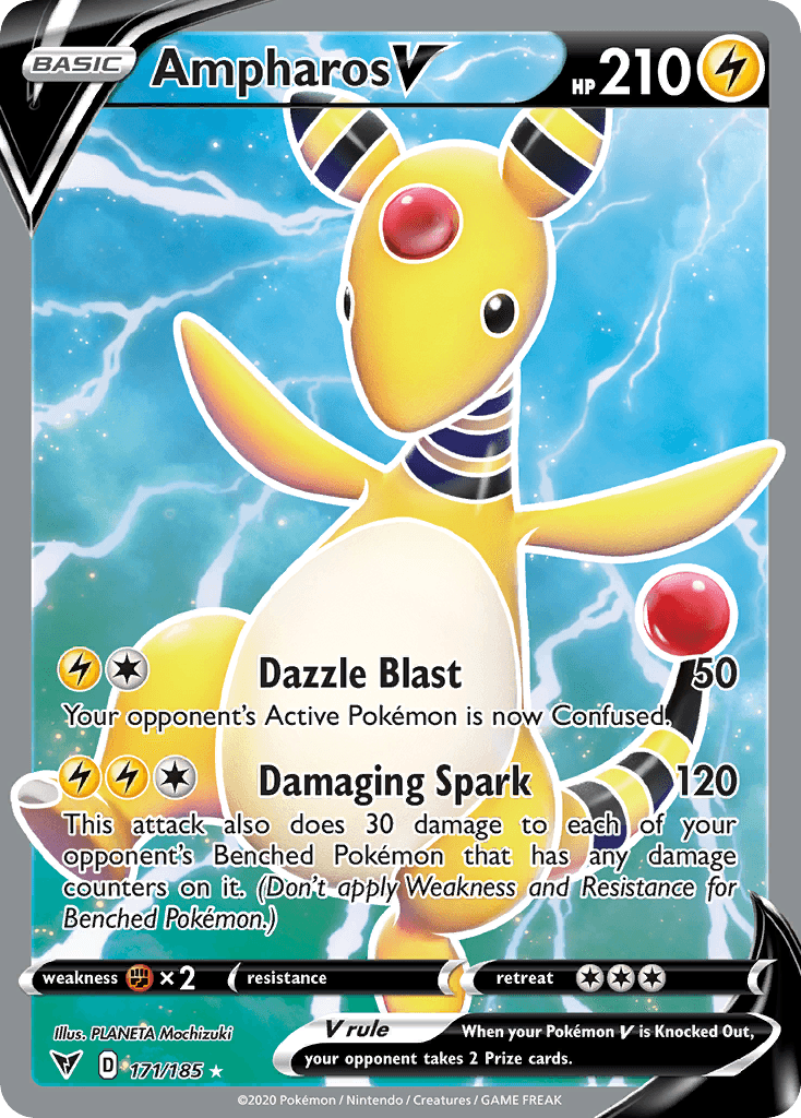 Ampharos V — SWSH04: Vivid Voltage Pokémon TCG card by PLANETA Mochizuki