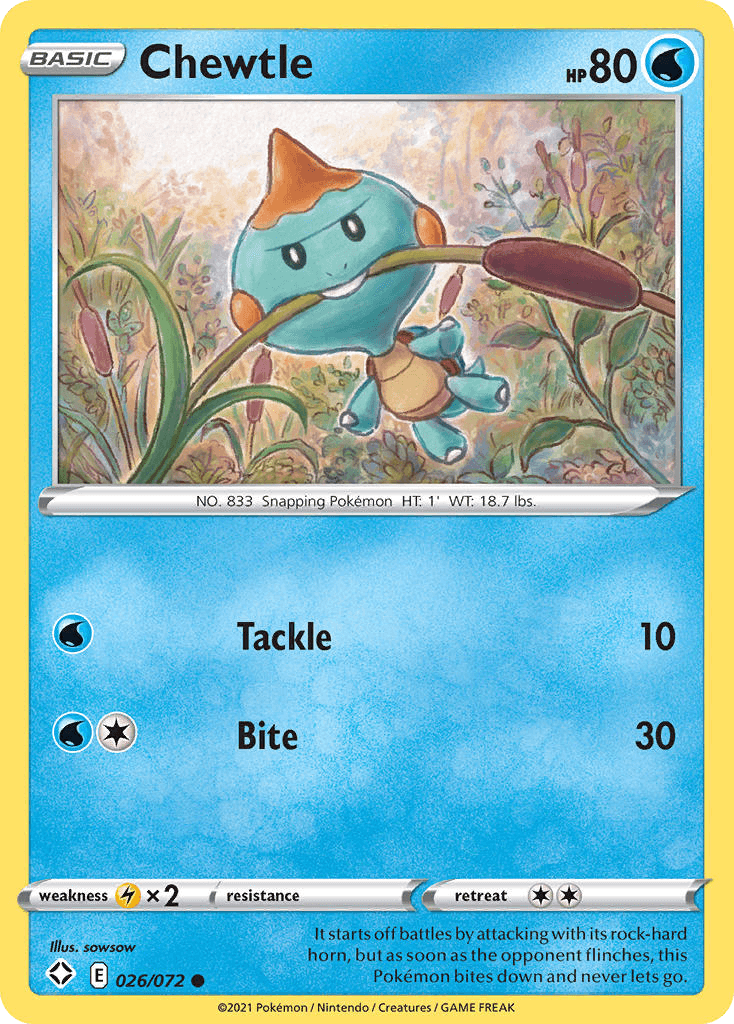 Chewtle — Shining Fates Pokémon TCG card by sowsow