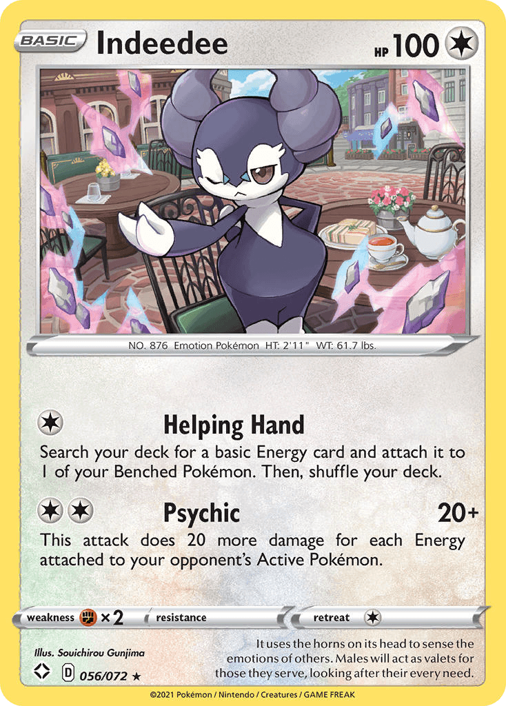 Indeedee — Shining Fates Pokémon TCG card by Souichirou Gunjima