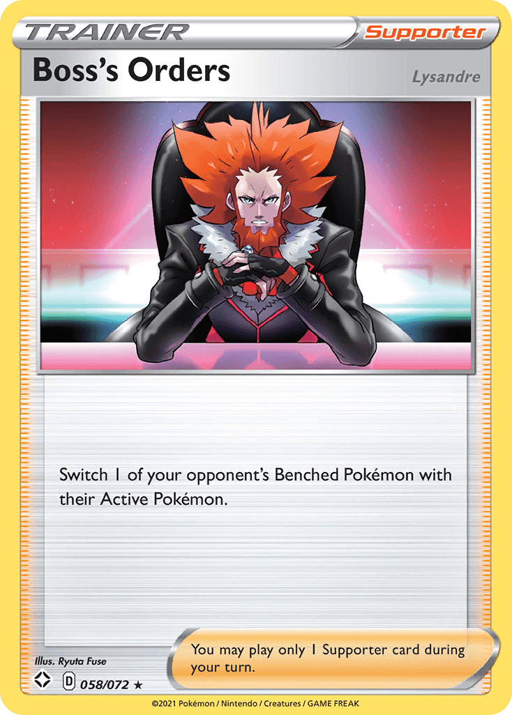 Boss's Orders - 058/072 — Prize Pack Series Cards Pokémon TCG card by Ryuta Fuse