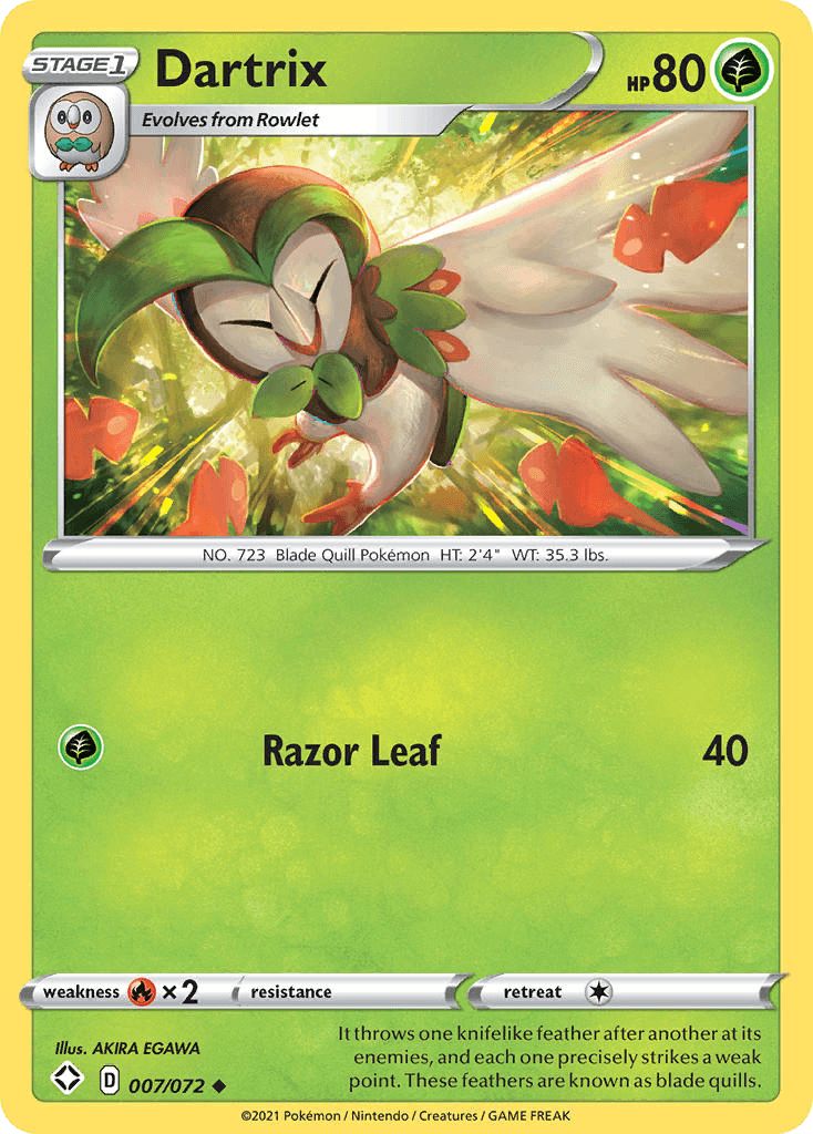 Dartrix — Shining Fates Pokémon TCG card by AKIRA EGAWA