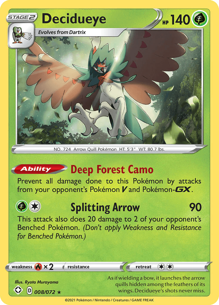 Decidueye — Shining Fates Pokémon TCG card by Ryota Murayama