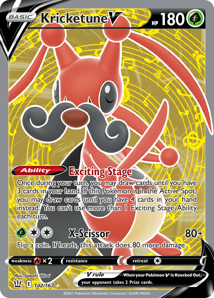 Kricketune V — SWSH05: Battle Styles Pokémon TCG card by Satoshi Shirai