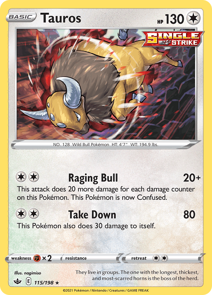 Tauros — SWSH06: Chilling Reign Pokémon TCG card by nagimiso