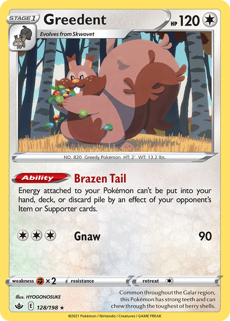 Greedent — SWSH06: Chilling Reign Pokémon TCG card by HYOGONOSUKE