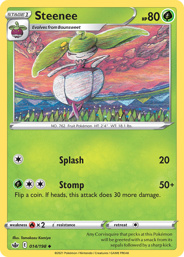 Steenee — SWSH06: Chilling Reign Pokémon TCG card by Tomokazu Komiya