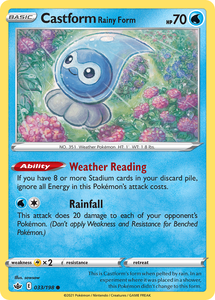 Castform Rainy Form — SWSH06: Chilling Reign Pokémon TCG card by sowsow
