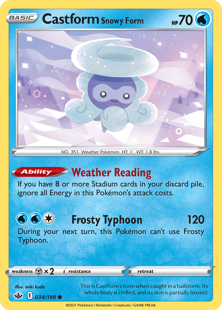 Castform Snowy Form — SWSH06: Chilling Reign Pokémon TCG card by miki kudo