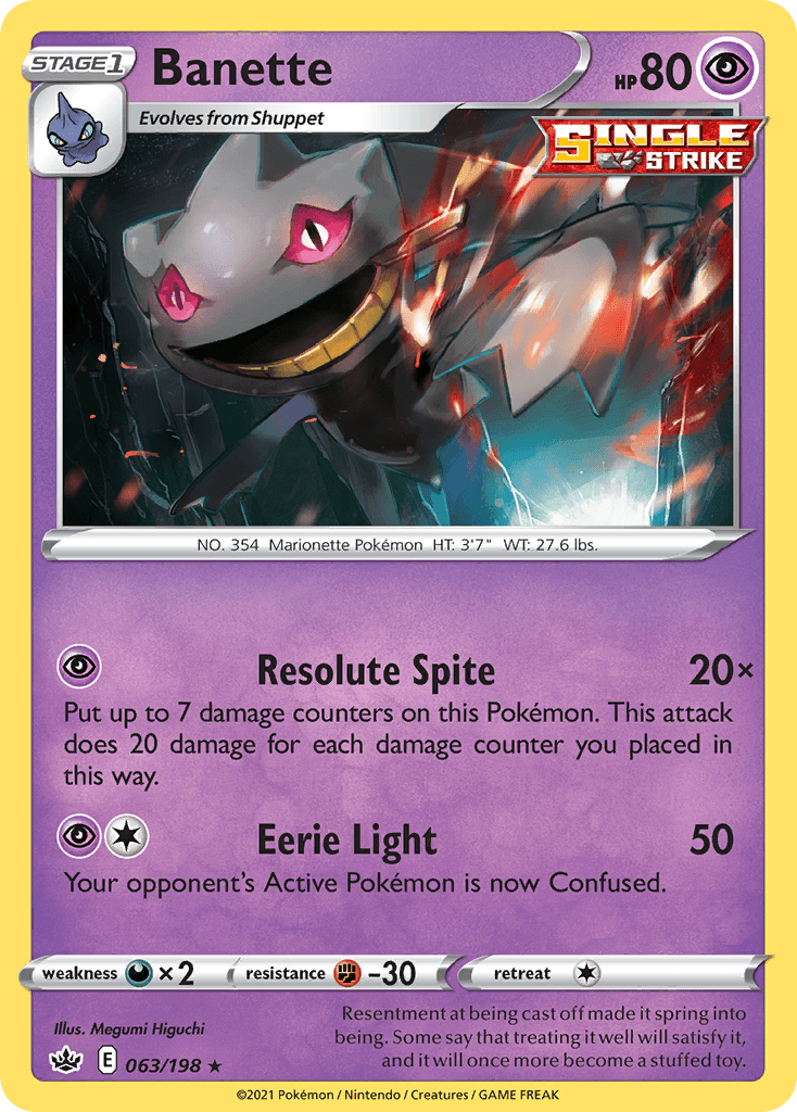 Banette — SWSH06: Chilling Reign Pokémon TCG card by Megumi Higuchi