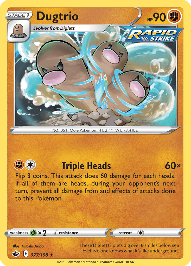 Dugtrio — SWSH06: Chilling Reign Pokémon TCG card by Hitoshi Ariga