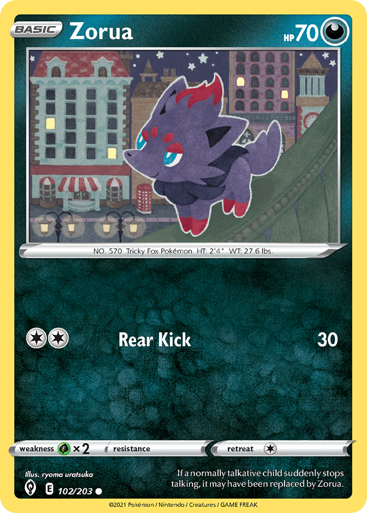 Zorua — SWSH07: Evolving Skies Pokémon TCG card by ryoma uratsuka