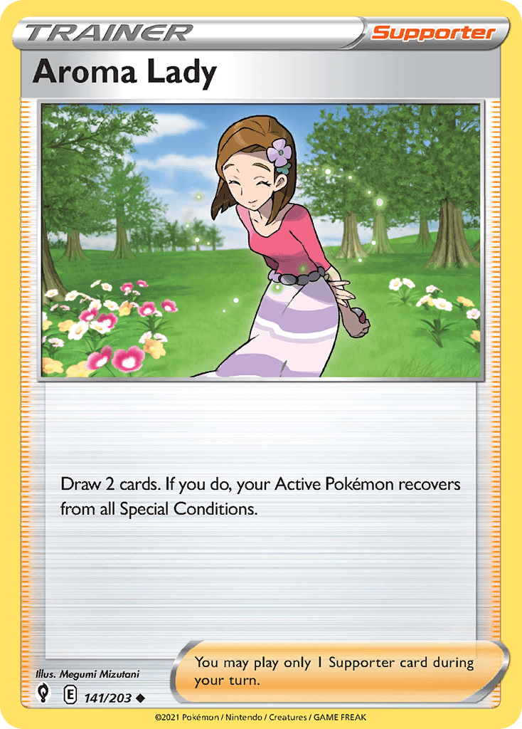 Aroma Lady — SWSH07: Evolving Skies Pokémon TCG card by Megumi Mizutani