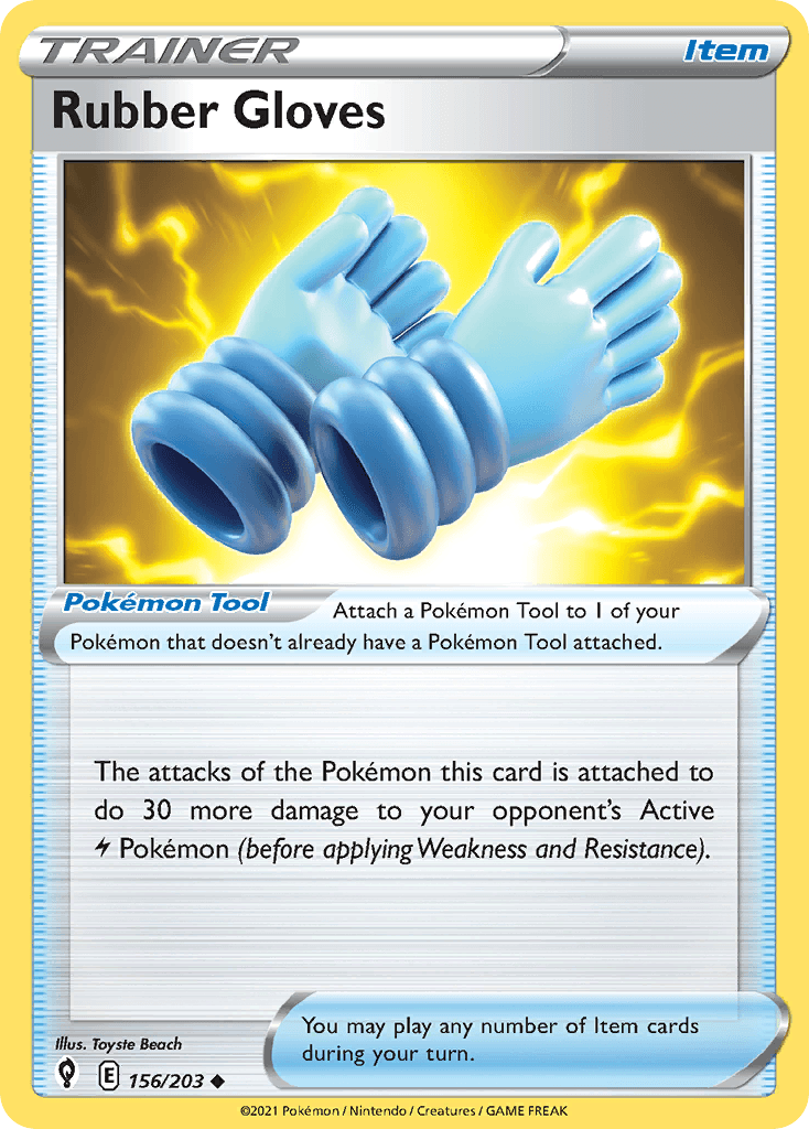 Rubber Gloves — SWSH07: Evolving Skies Pokémon TCG card by Toyste Beach