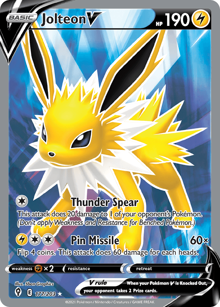Jolteon V — SWSH07: Evolving Skies Pokémon TCG card by 5ban Graphics