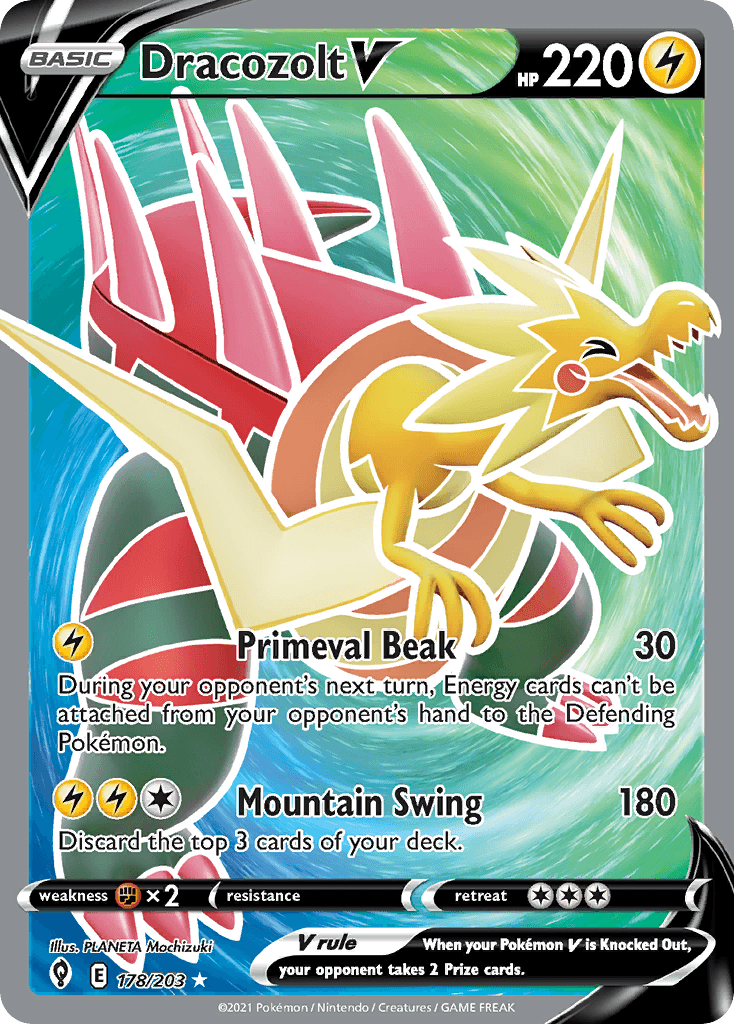 Dracozolt V — SWSH07: Evolving Skies Pokémon TCG card by PLANETA Mochizuki