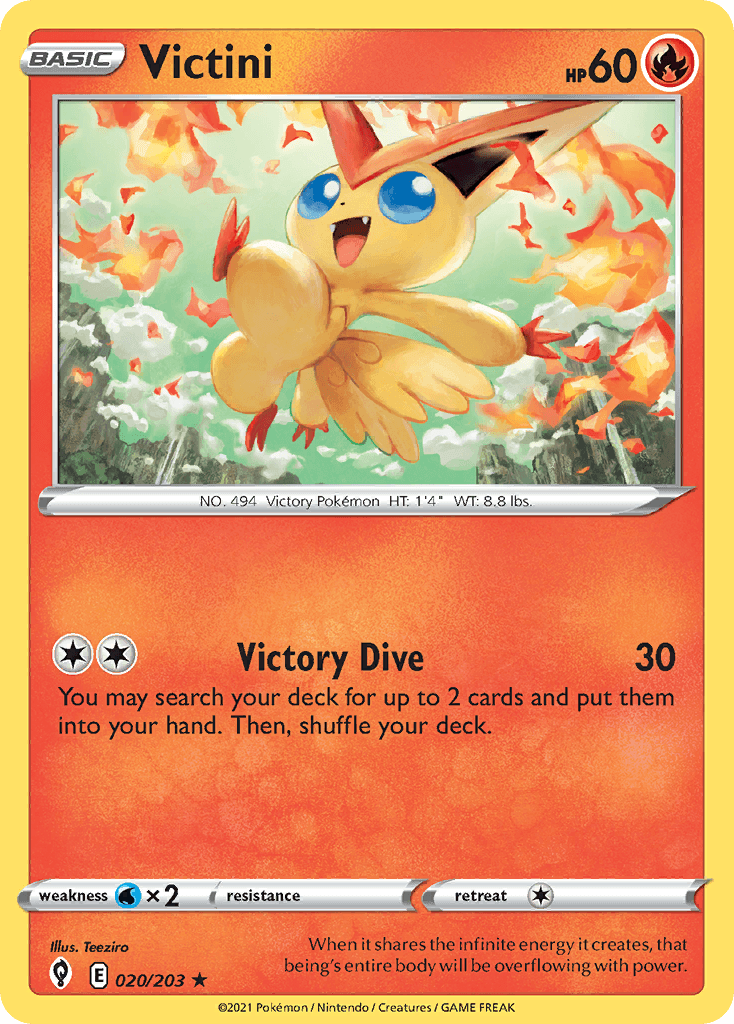 Victini — SWSH07: Evolving Skies Pokémon TCG card by Teeziro