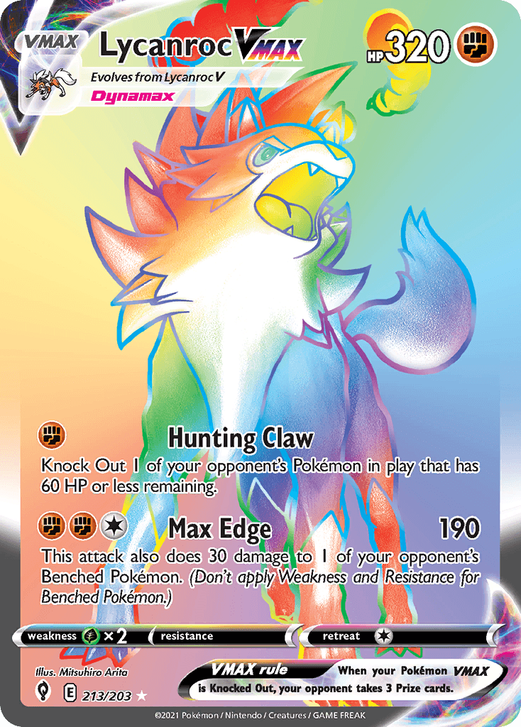 Lycanroc VMAX — SWSH07: Evolving Skies Pokémon TCG card by Mitsuhiro Arita