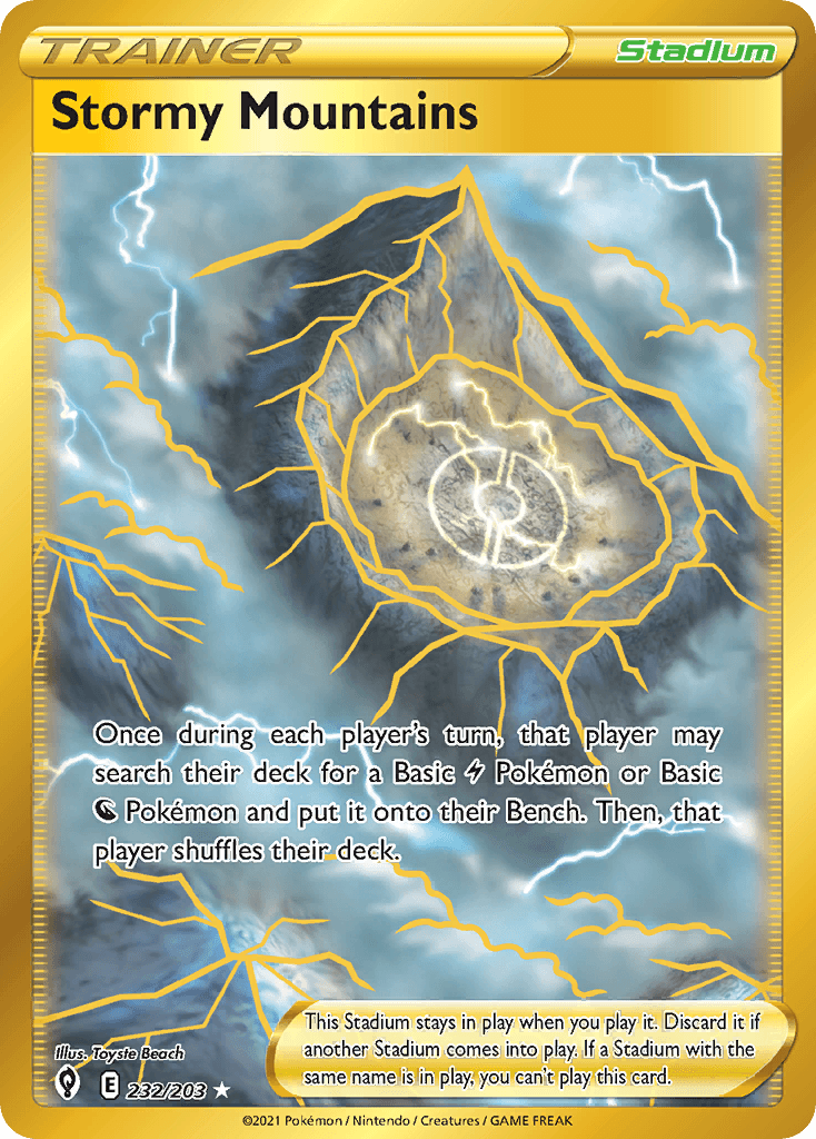 Stormy Mountains — SWSH07: Evolving Skies Pokémon TCG card by Toyste Beach