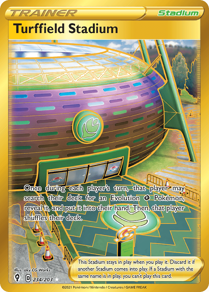 Turffield Stadium — SWSH07: Evolving Skies Pokémon TCG card by aky CG Works