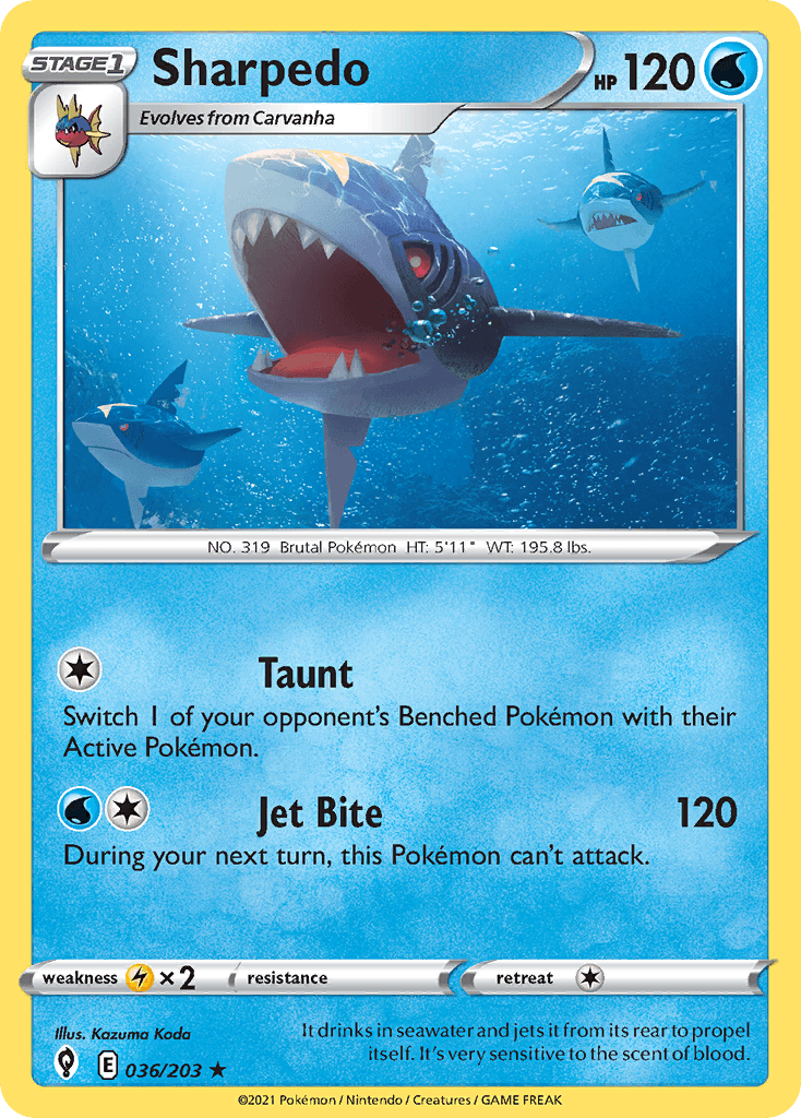 Sharpedo — SWSH07: Evolving Skies Pokémon TCG card by Kazuma Koda
