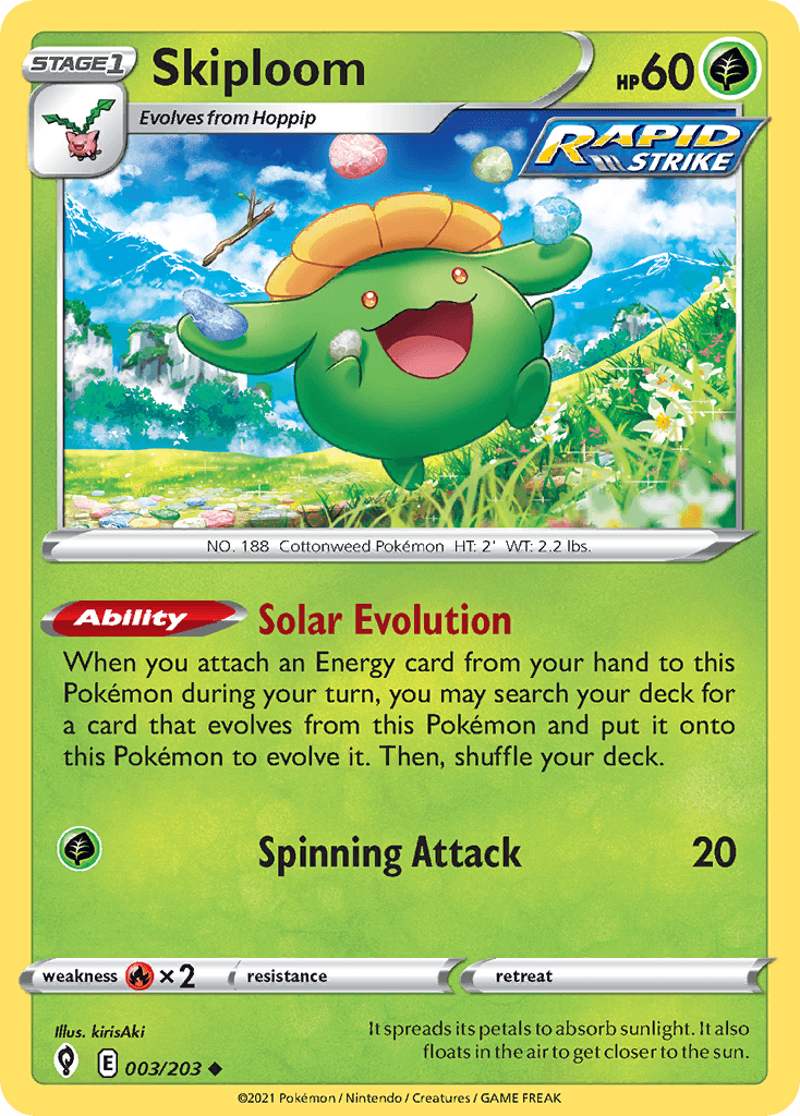 Skiploom — SWSH07: Evolving Skies Pokémon TCG card by kirisAki