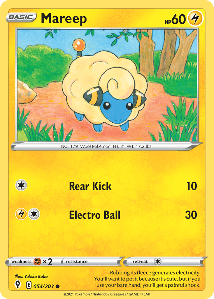 Mareep — SWSH07: Evolving Skies Pokémon TCG card by Yukiko Baba