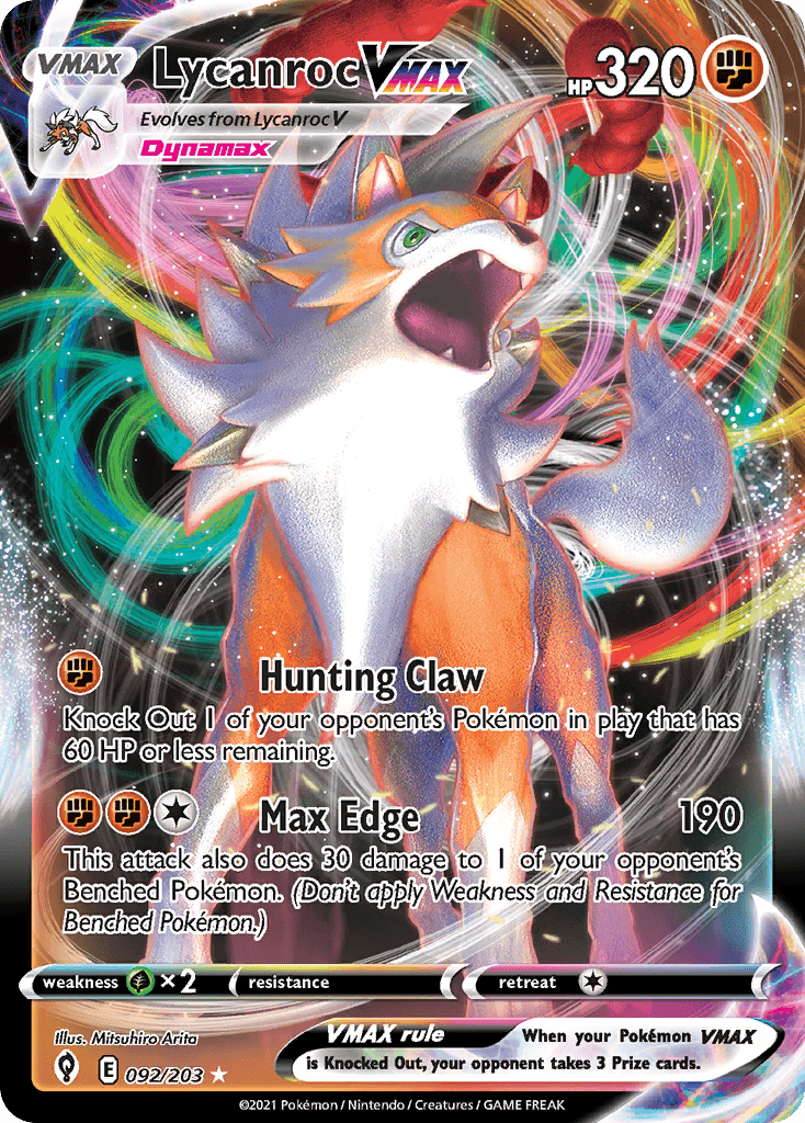 Lycanroc VMAX — SWSH07: Evolving Skies Pokémon TCG card by Mitsuhiro Arita