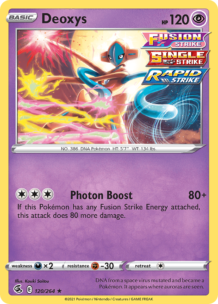 Deoxys — SWSH08: Fusion Strike Pokémon TCG card by Kouki Saitou