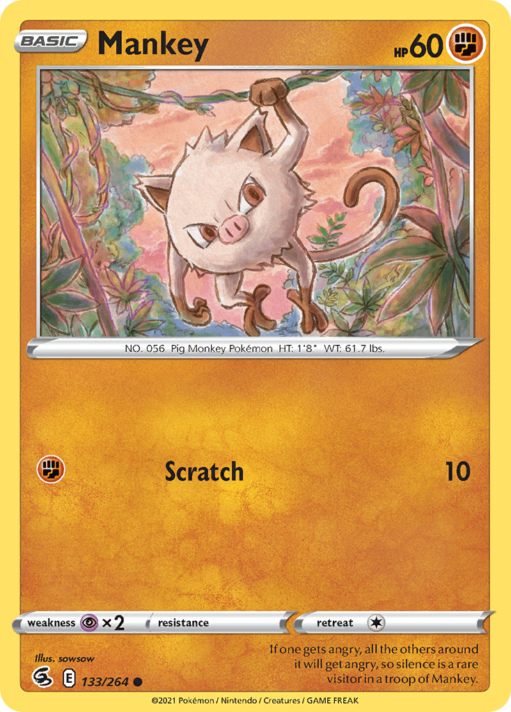 Mankey — SWSH08: Fusion Strike Pokémon TCG card by sowsow