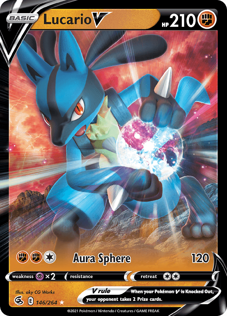 Lucario V — SWSH08: Fusion Strike Pokémon TCG card by aky CG Works